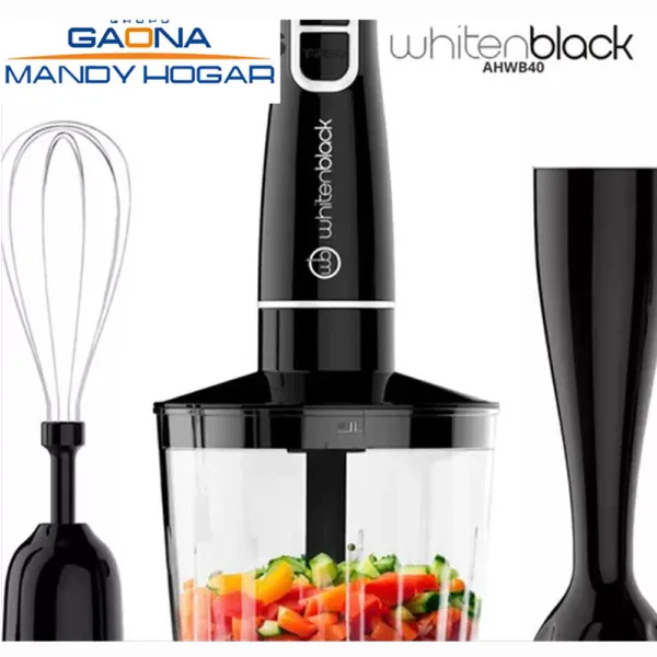 Minipimer Mixer Whitenblack 450w Chopper 3 En 1 Ahwb40 Bate - Imagen 3