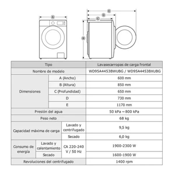 Lavarropa Kanji Home 6kg Inverter Kjh-wmcfsl Gris 1200rpm - Imagen 4