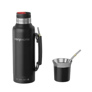 Termo Eléctrico T-Mate 1 Litro Tapa Mate y Bombilla Color Blanco Kanji Home