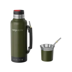 Termo Eléctrico T-Mate 1 Litro Tapa Mate y Bombilla Color Verde Kanji Home