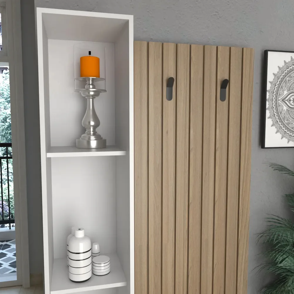Recibidor Mueble Organizador Con Zapatero Y Estanteria Hogar Color Olmo Con Everest - Imagen 4