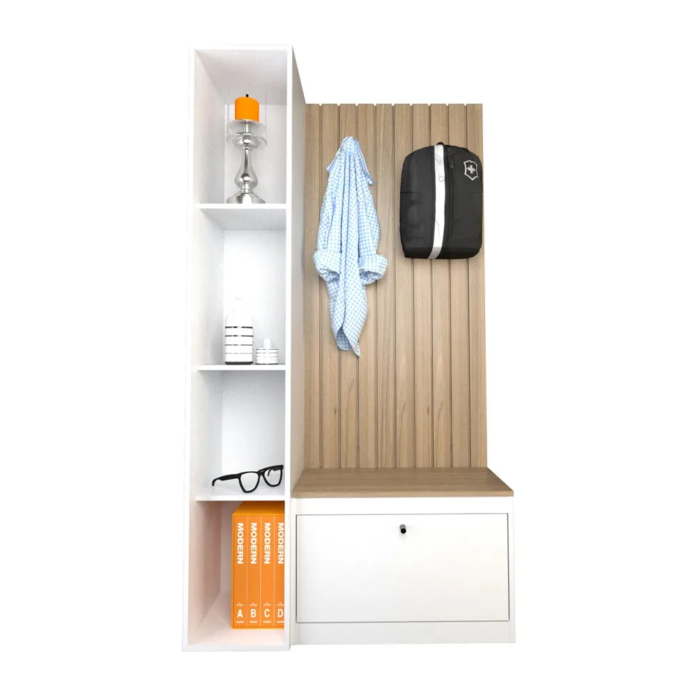 Recibidor Mueble Organizador Con Zapatero Y Estanteria Hogar Color Olmo Con Everest - Imagen 6