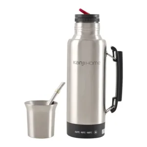 Termo Eléctrico T-Mate 1 Litro Tapa Mate y Bombilla Color Silver Kanji Home